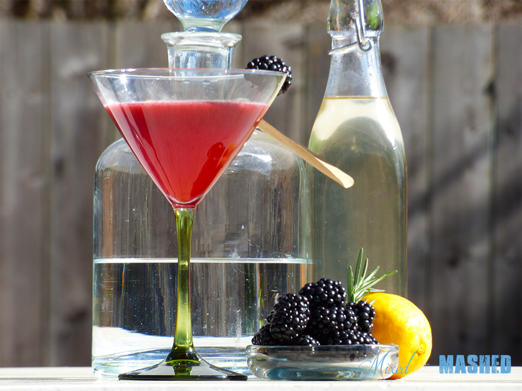 Blackberry Lemon Drop Martini with Rosemary Essence